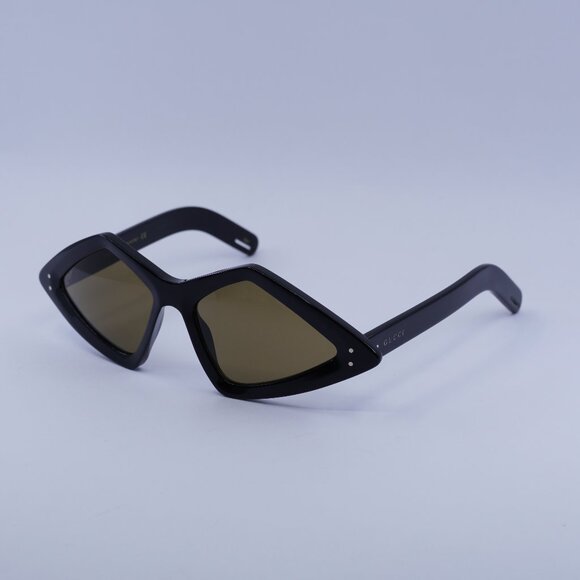Gucci GG0496S 001 Sunglasses Shiny Black Cat Eye Frame, Brown Lenses - Picture 1 of 10